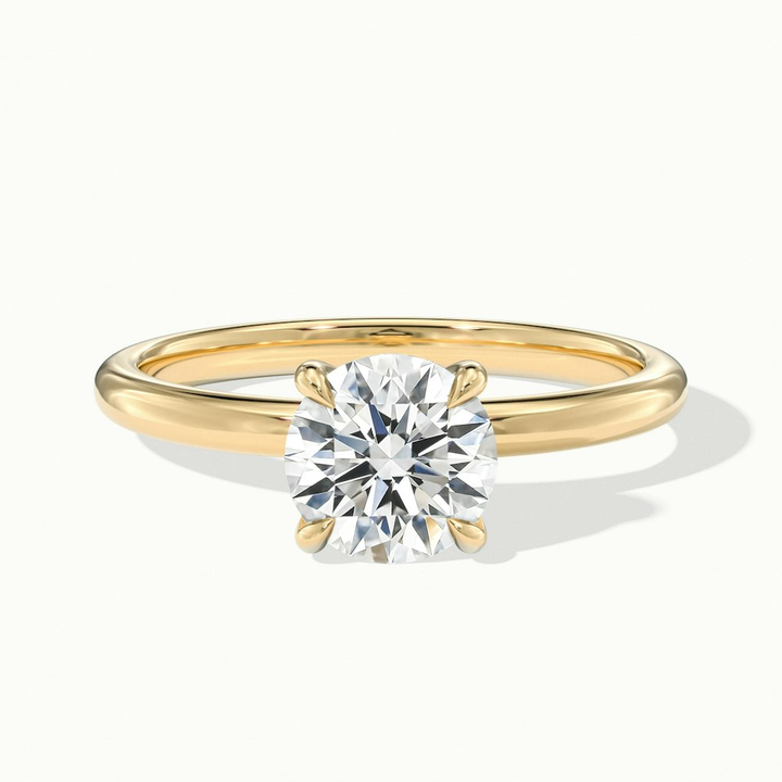 Jany 2.5 Carat Round Cut Solitaire Moissanite Diamond Ring in 14k Yellow Gold