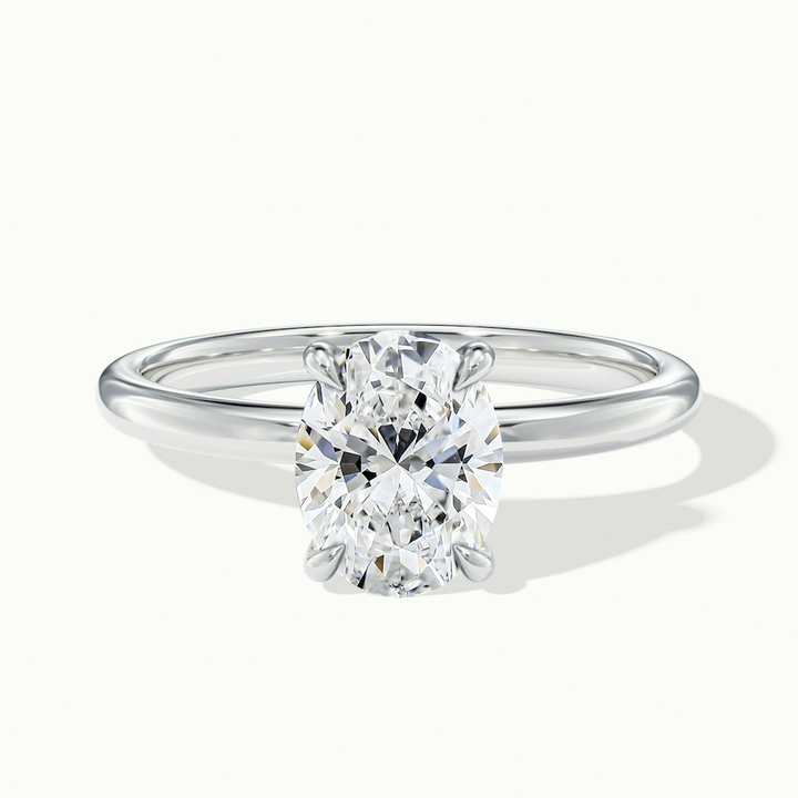 Jade 3 Carat Oval Cut Solitaire Moissanite Diamond Ring in 10k White Gold