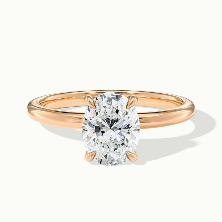 Jade 1 Carat Oval Cut Solitaire Moissanite Diamond Ring in 14k Rose Gold