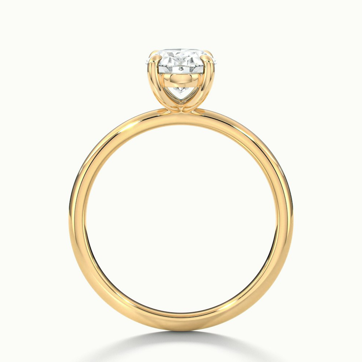 Hailey 2.5 Carat Oval Cut Solitaire Lab Grown Engagement Ring in 14k Yellow Gold