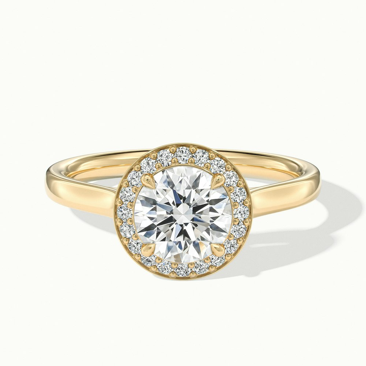 Helyn 2 Carat Round Halo Lab Grown Engagement Ring in 14k Yellow Gold