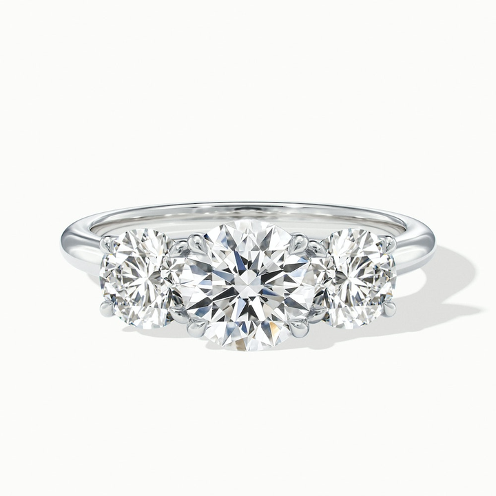 Iara 2 Carat Round Three Stone Lab Grown Engagement Ring in 10k White Gold