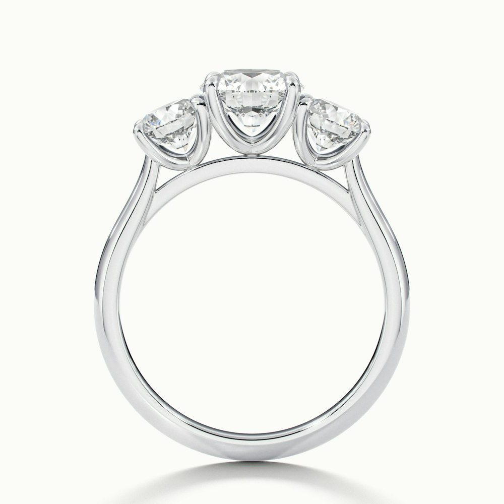 Iara 3 Carat Round Three Stone Lab Grown Engagement Ring in 10k White Gold