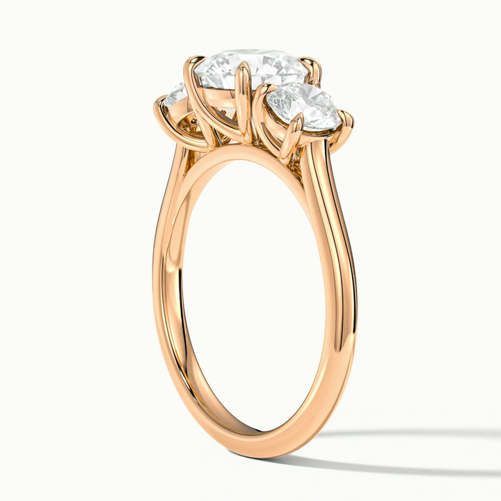 Hana 3.5 Carat Round Three Stone Moissanite Diamond Ring in 10k Rose Gold