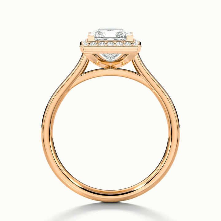 Fiona 1 Carat Princess Cut Halo Pave Moissanite Diamond Ring in 18k Rose Gold