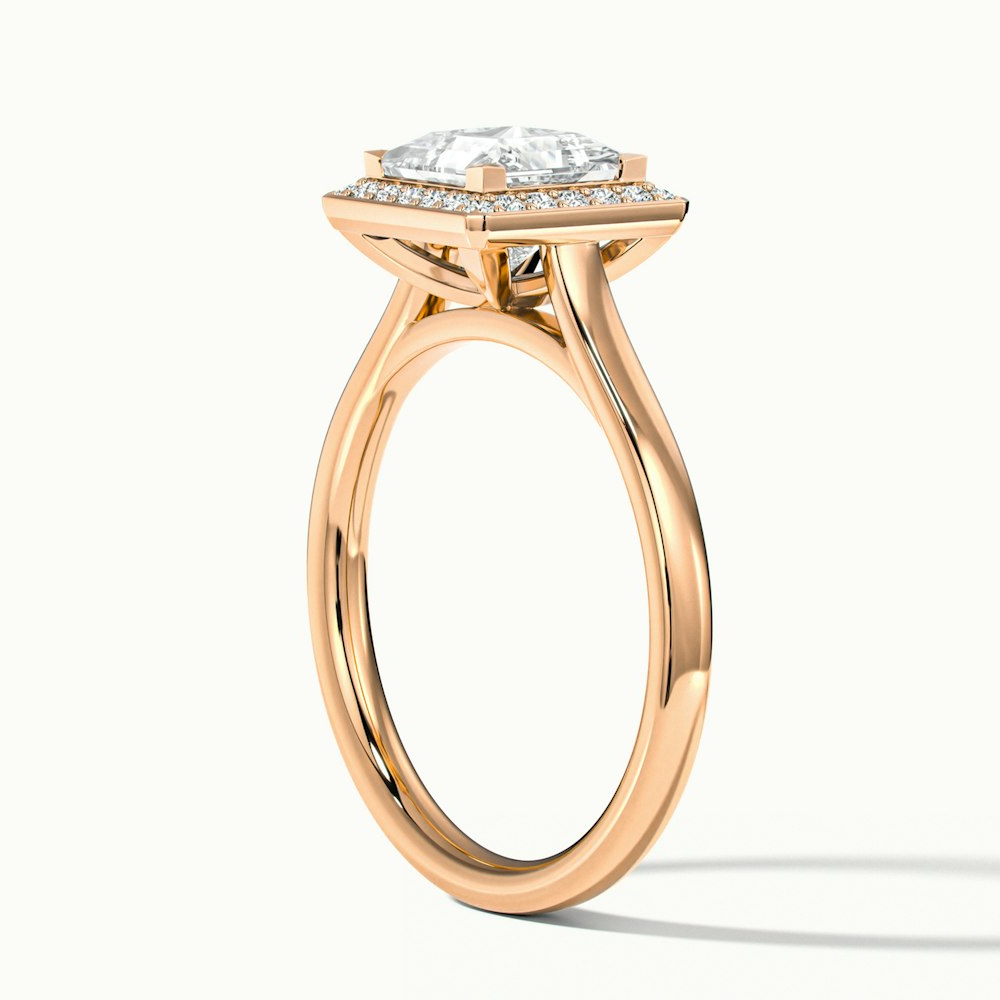 Kelly 5 Carat Princess Cut Halo Pave Lab Grown Engagement Ring in 18k Rose Gold