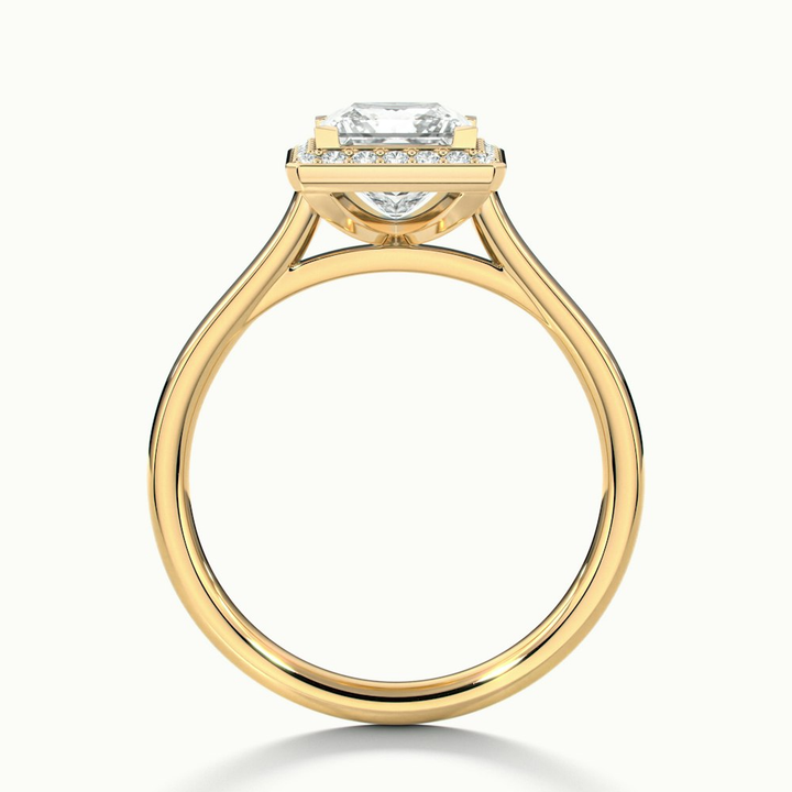 Fiona 3 Carat Princess Cut Halo Pave Moissanite Diamond Ring in 10k Yellow Gold