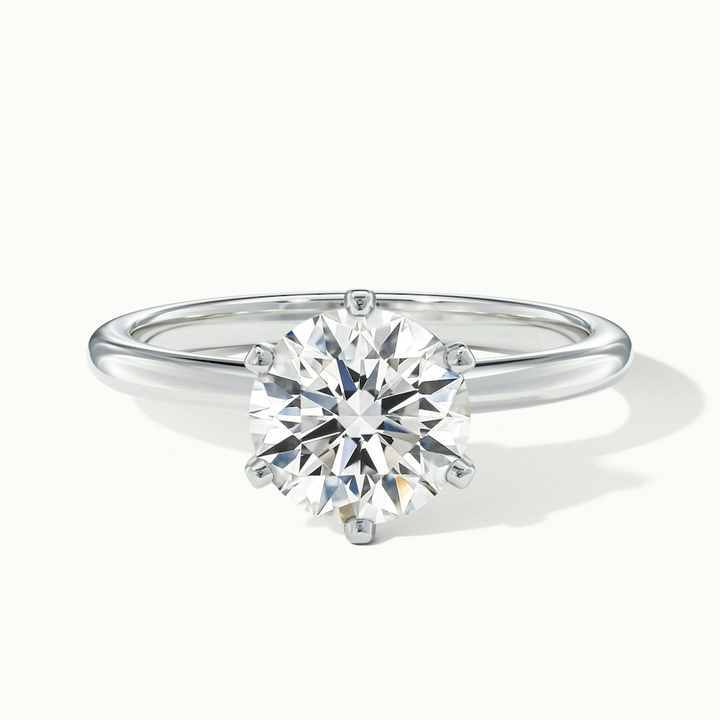 Emma 5 Carat Round Solitaire Lab Grown Engagement Ring in 18k White Gold
