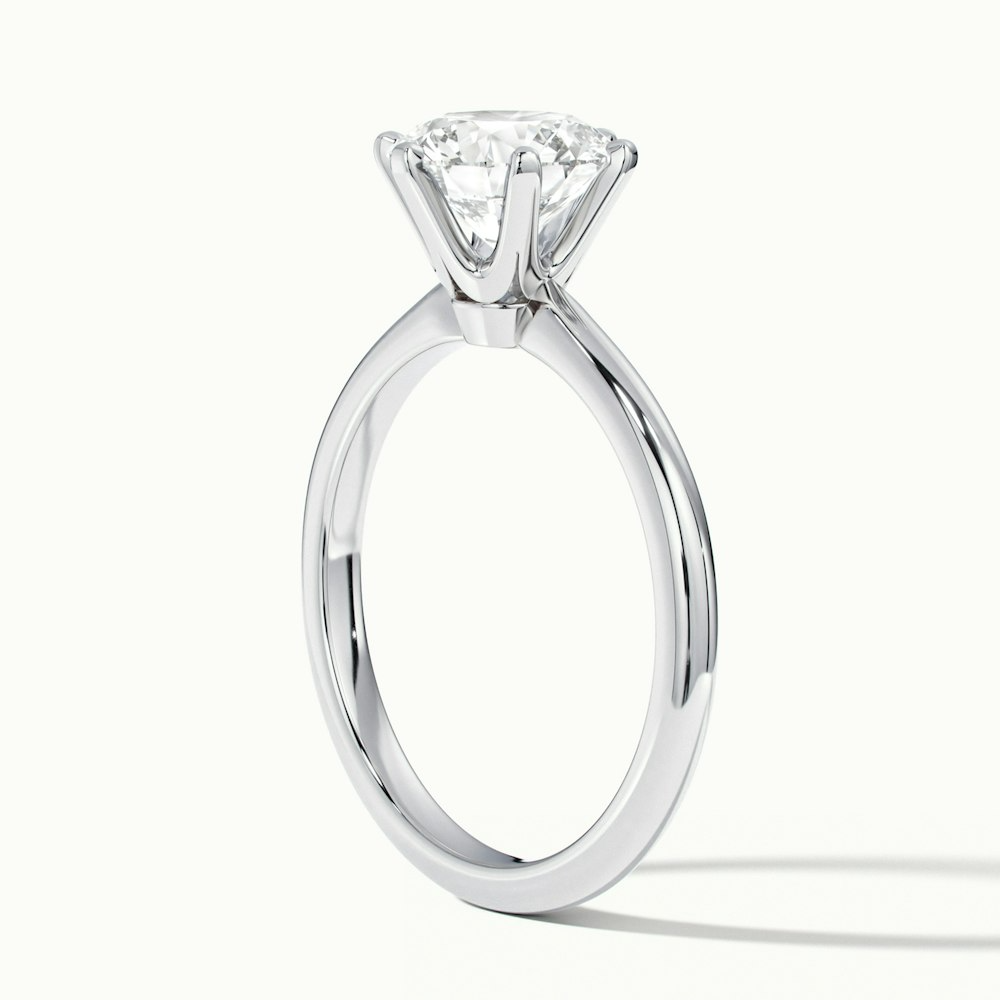 Emma 5 Carat Round Solitaire Lab Grown Engagement Ring in 18k White Gold