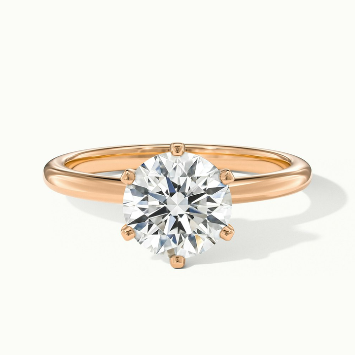 Flora 4 Carat Round Solitaire Moissanite Diamond Ring in 14k Rose Gold