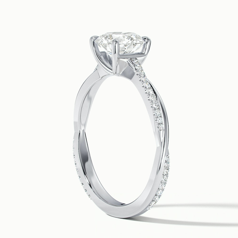 Elle 3 Carat Round Cut Solitaire Scallop Lab Grown Engagement Ring in Platinum