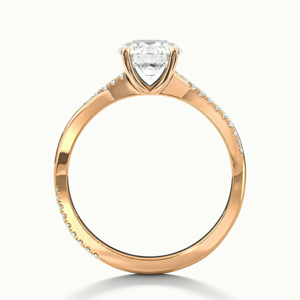 Elle 5 Carat Round Cut Solitaire Scallop Lab Grown Engagement Ring in 18k Rose Gold