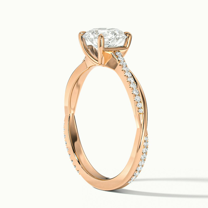 Amy 3 Carat Round Cut Solitaire Scallop Moissanite Diamond Ring in 18k Rose Gold