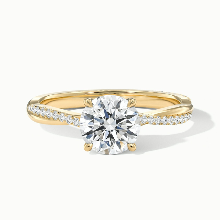 Amy 2 Carat Round Cut Solitaire Scallop Moissanite Diamond Ring in 14k Yellow Gold