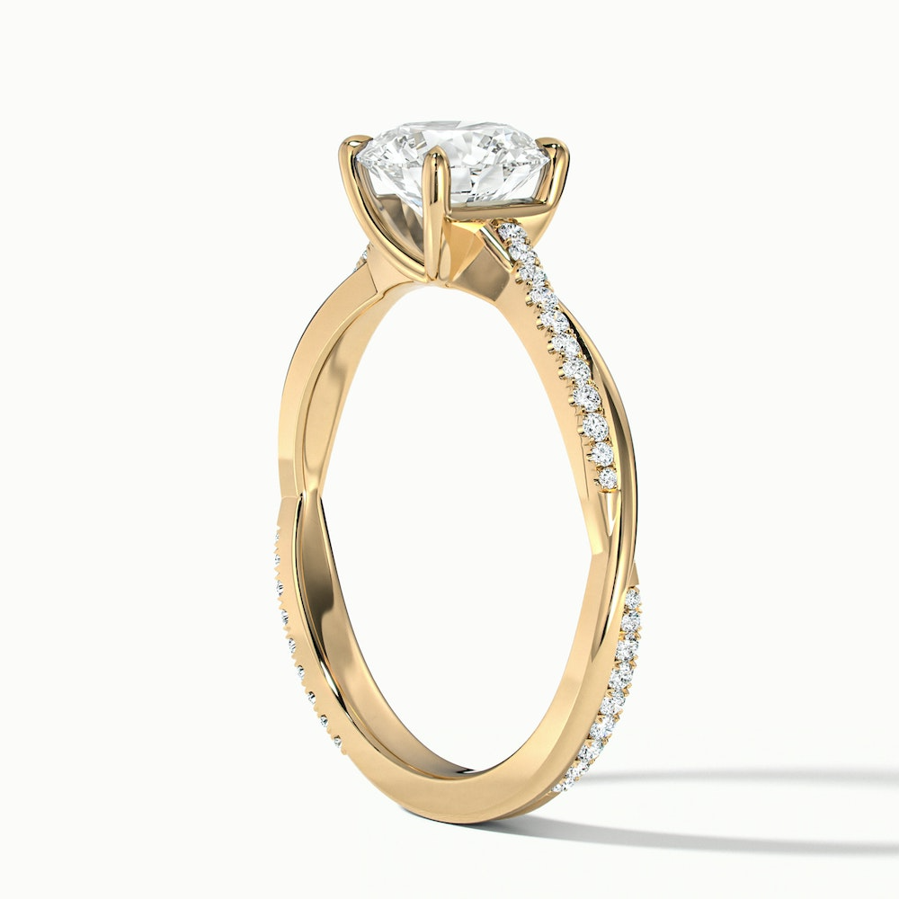 Elle 1.5 Carat Round Cut Solitaire Scallop Lab Grown Engagement Ring in 10k Yellow Gold