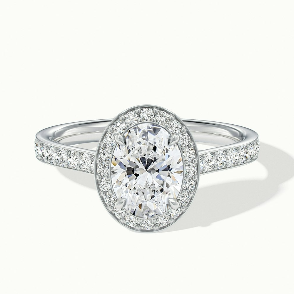 Erin 2 Carat Oval Halo Pave Lab Grown Engagement Ring in 10k White Gold