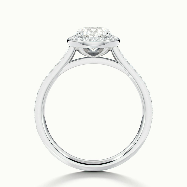 Emily 1.5 Carat Oval Halo Pave Moissanite Diamond Ring in 10k White Gold