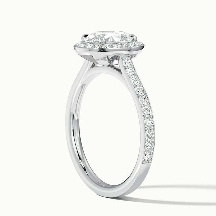 Emily 1.5 Carat Oval Halo Pave Moissanite Diamond Ring in 10k White Gold
