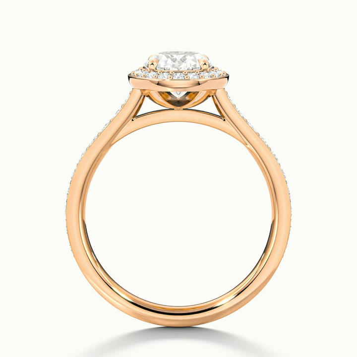 Erin 3 Carat Oval Halo Pave Lab Grown Engagement Ring in 18k Rose Gold