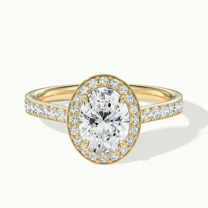 Erin 1.5 Carat Oval Halo Pave Lab Grown Engagement Ring in 10k Yellow Gold