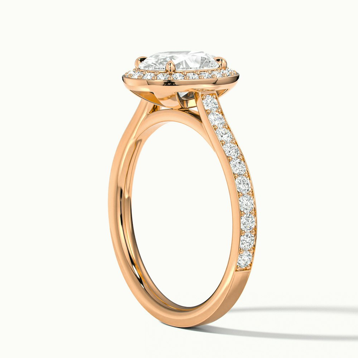 Emily 3.5 Carat Oval Halo Pave Moissanite Diamond Ring in 10k Rose Gold