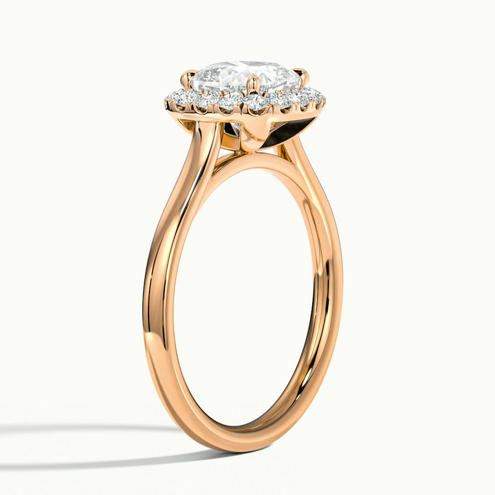Dina 1 Carat Cushion Cut Halo Moissanite Diamond Ring in 10k Rose Gold