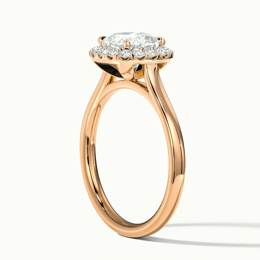 Dina 3 Carat Cushion Cut Halo Moissanite Diamond Ring in 18k Rose Gold