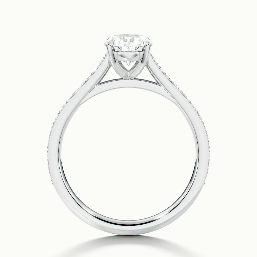 Dallas 1 Carat Oval Cut Solitaire Pave Moissanite Diamond Ring in 10k White Gold