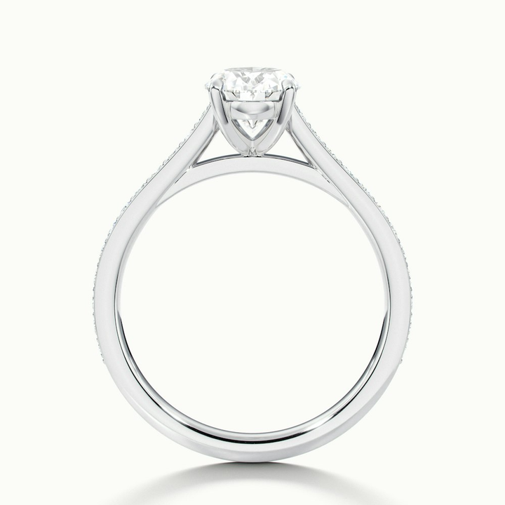 Jessy 5 Carat Oval Cut Solitaire Pave Lab Grown Engagement Ring in 18k White Gold