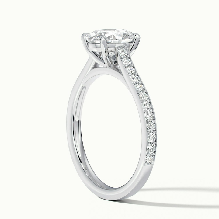 Jessy 1 Carat Oval Cut Solitaire Pave Lab Grown Engagement Ring in 10k White Gold