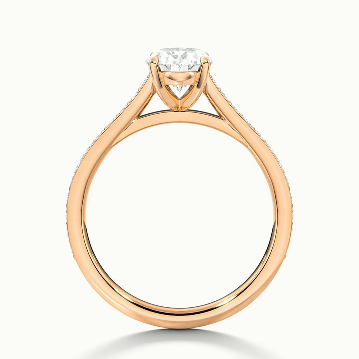 Dallas 4 Carat Oval Cut Solitaire Pave Moissanite Diamond Ring in 14k Rose Gold