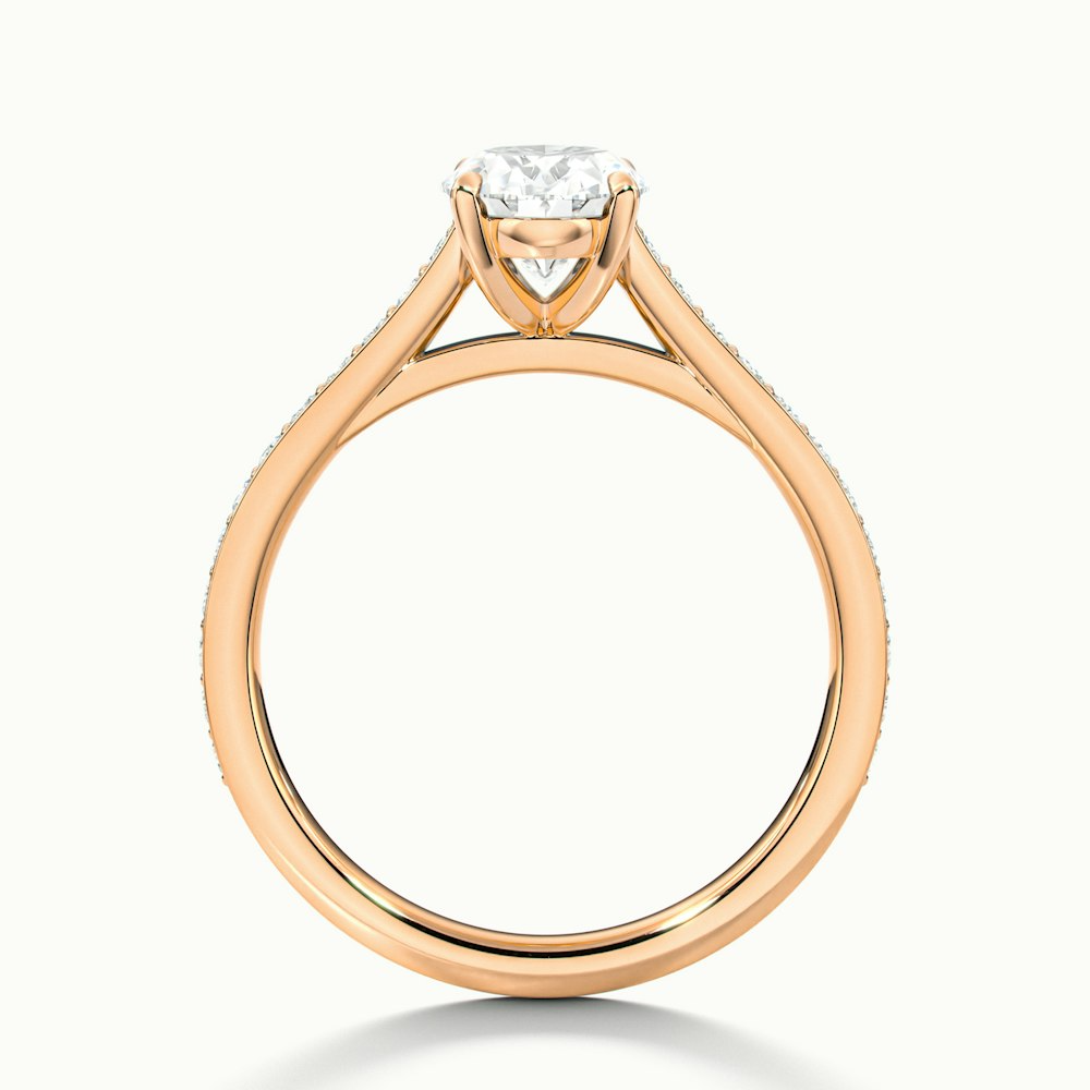 Dallas 3.5 Carat Oval Cut Solitaire Pave Moissanite Diamond Ring in 10k Rose Gold