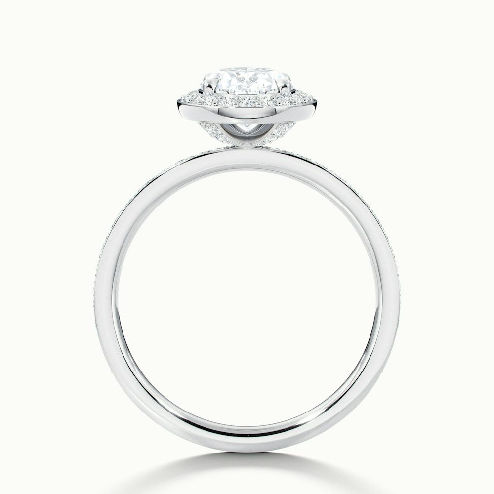 Claudia 1 Carat Oval Halo Pave Moissanite Diamond Ring in 10k White Gold