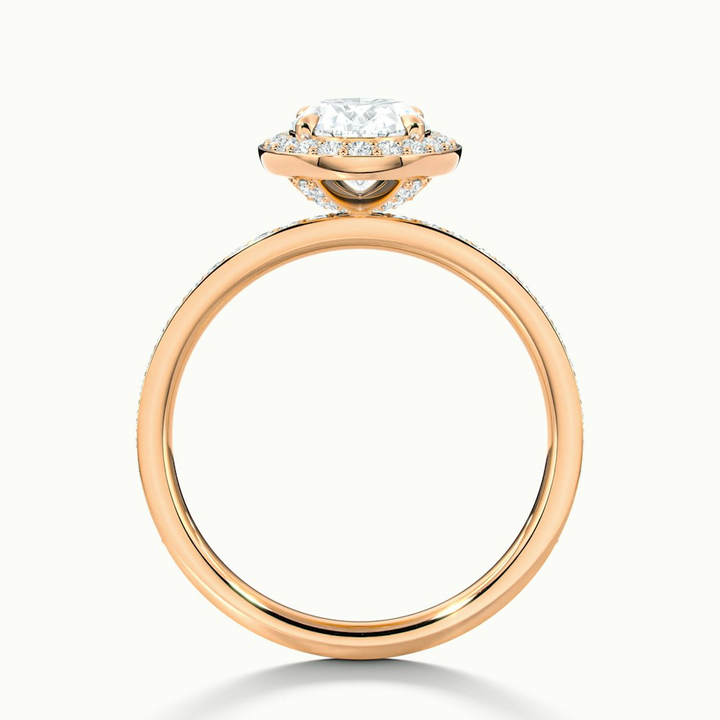 Claudia 2 Carat Oval Halo Pave Moissanite Diamond Ring in 14k Rose Gold