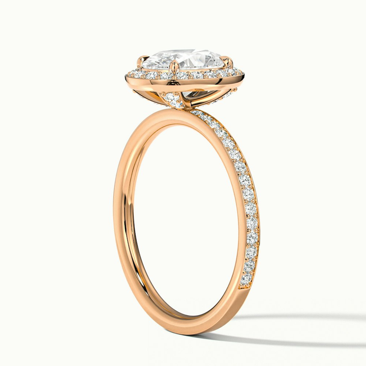Claudia 3.5 Carat Oval Halo Pave Moissanite Diamond Ring in 10k Rose Gold