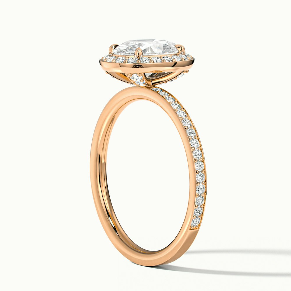 Claudia 2.5 Carat Oval Halo Pave Moissanite Diamond Ring in 18k Rose Gold