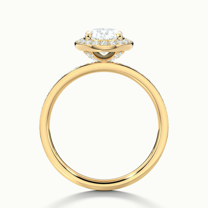 Claudia 1 Carat Oval Halo Pave Moissanite Diamond Ring in 14k Yellow Gold
