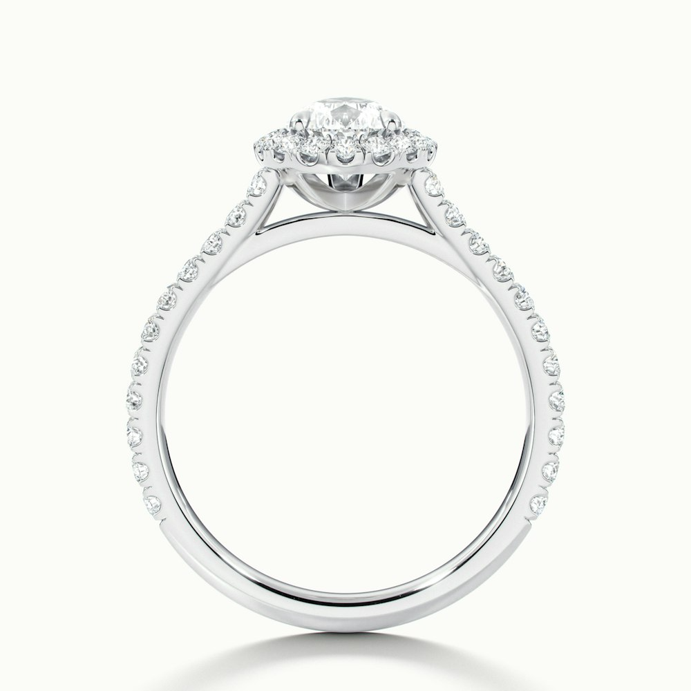 Cindy 1.5 Carat Pear Shaped Halo Moissanite Diamond Ring in 10k White Gold