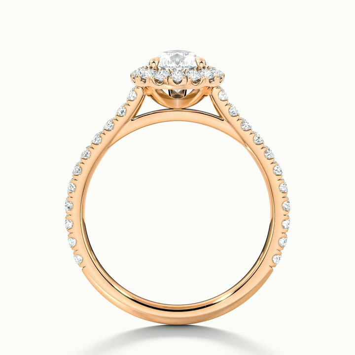 Cindy 3 Carat Pear Shaped Halo Moissanite Diamond Ring in 18k Rose Gold