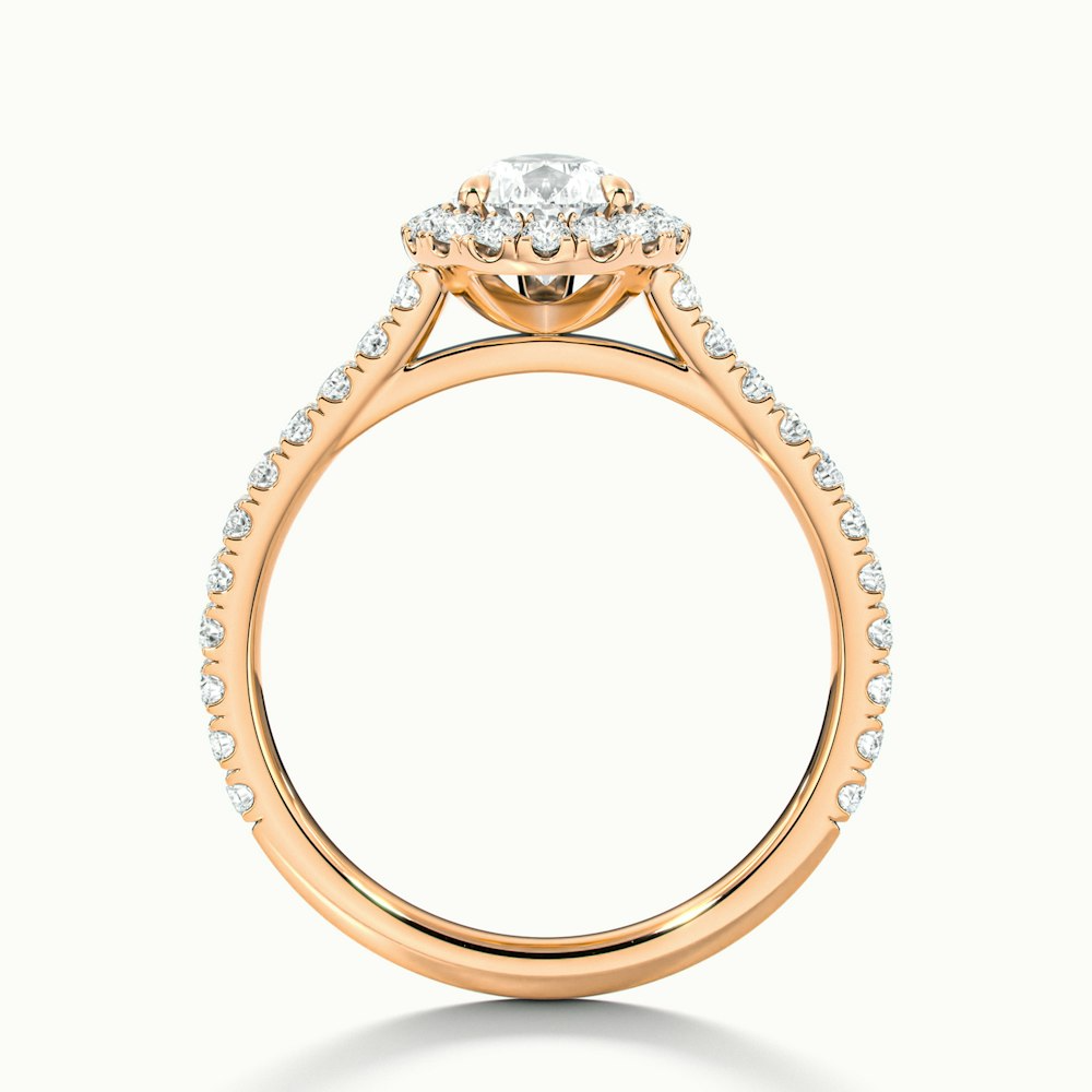 Aria 1 Carat Pear Shaped Halo Lab Grown Engagement Ring in 10k Rose Gold