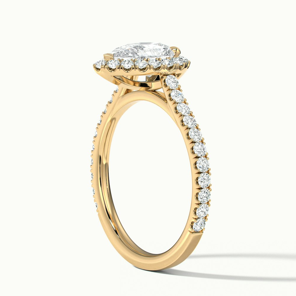 Cindy 3 Carat Pear Shaped Halo Moissanite Diamond Ring in 10k Yellow Gold