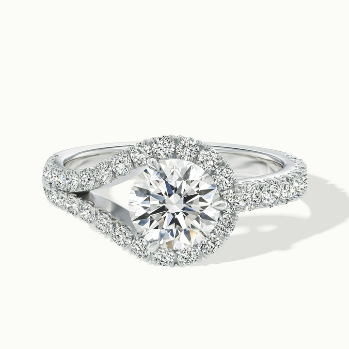 Callie 5 Carat Round Halo Scallop Moissanite Diamond Ring in 18k White Gold