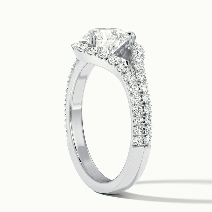 Callie 4 Carat Round Halo Scallop Moissanite Diamond Ring in 10k White Gold