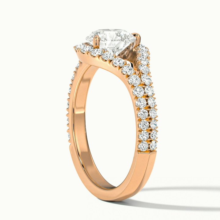 Betti 4 Carat Round Halo Scallop Lab Grown Engagement Ring in 14k Rose Gold