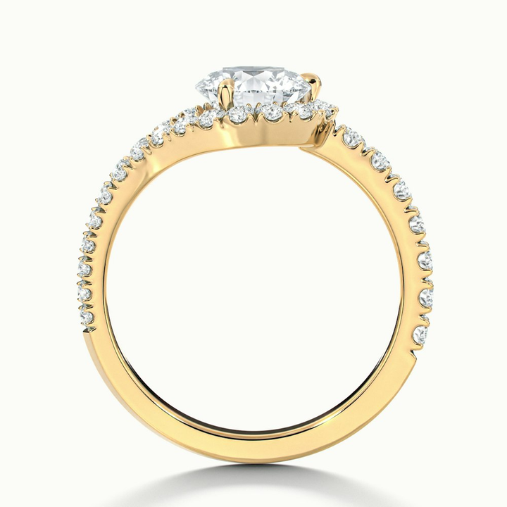 Betti 2.5 Carat Round Halo Scallop Lab Grown Engagement Ring in 10k Yellow Gold