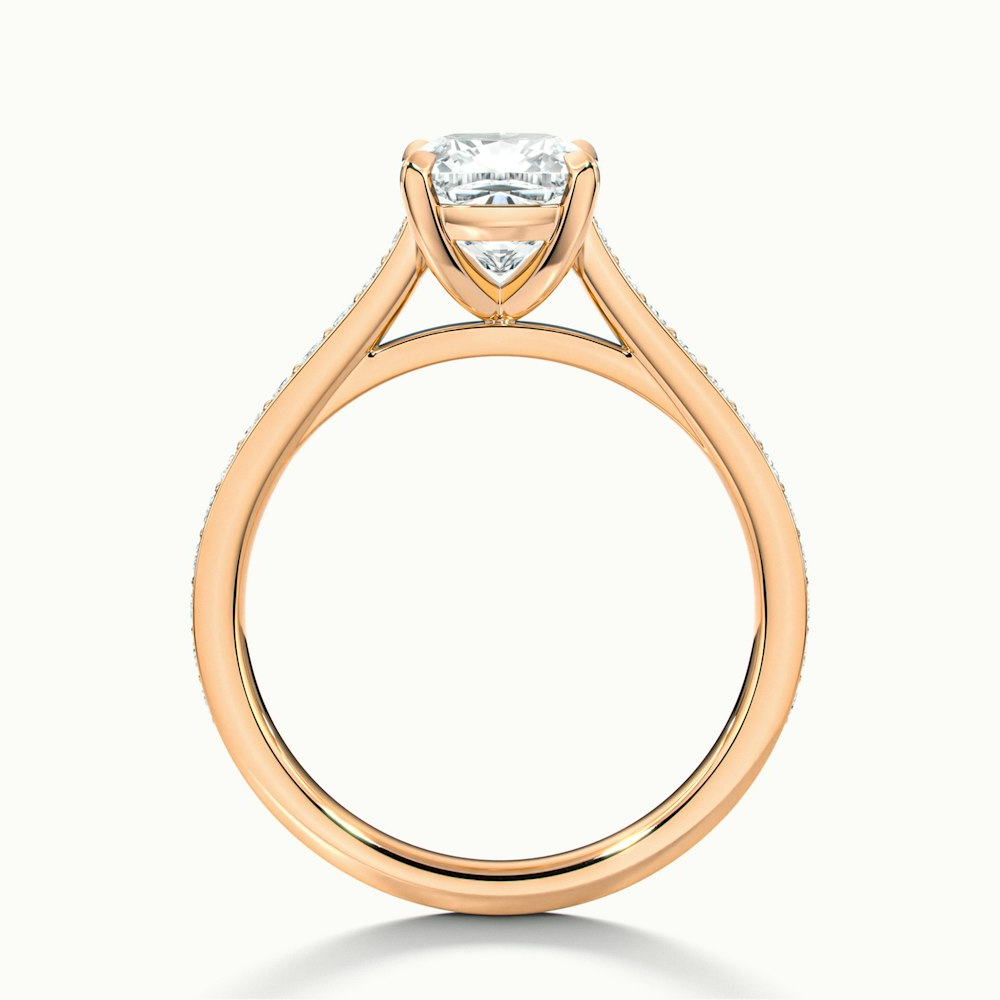 Eva 5 Carat Cushion Cut Solitaire Pave Lab Grown Engagement Ring in 18k Rose Gold