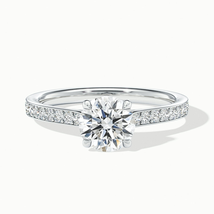Betti 2.5 Carat Round Solitaire Pave Moissanite Diamond Ring in 10k White Gold