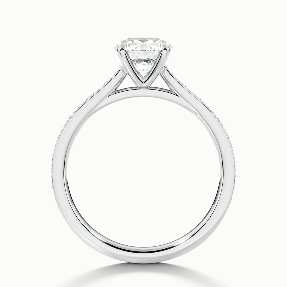 Callie 5 Carat Round Solitaire Pave Lab Grown Engagement Ring in 18k White Gold