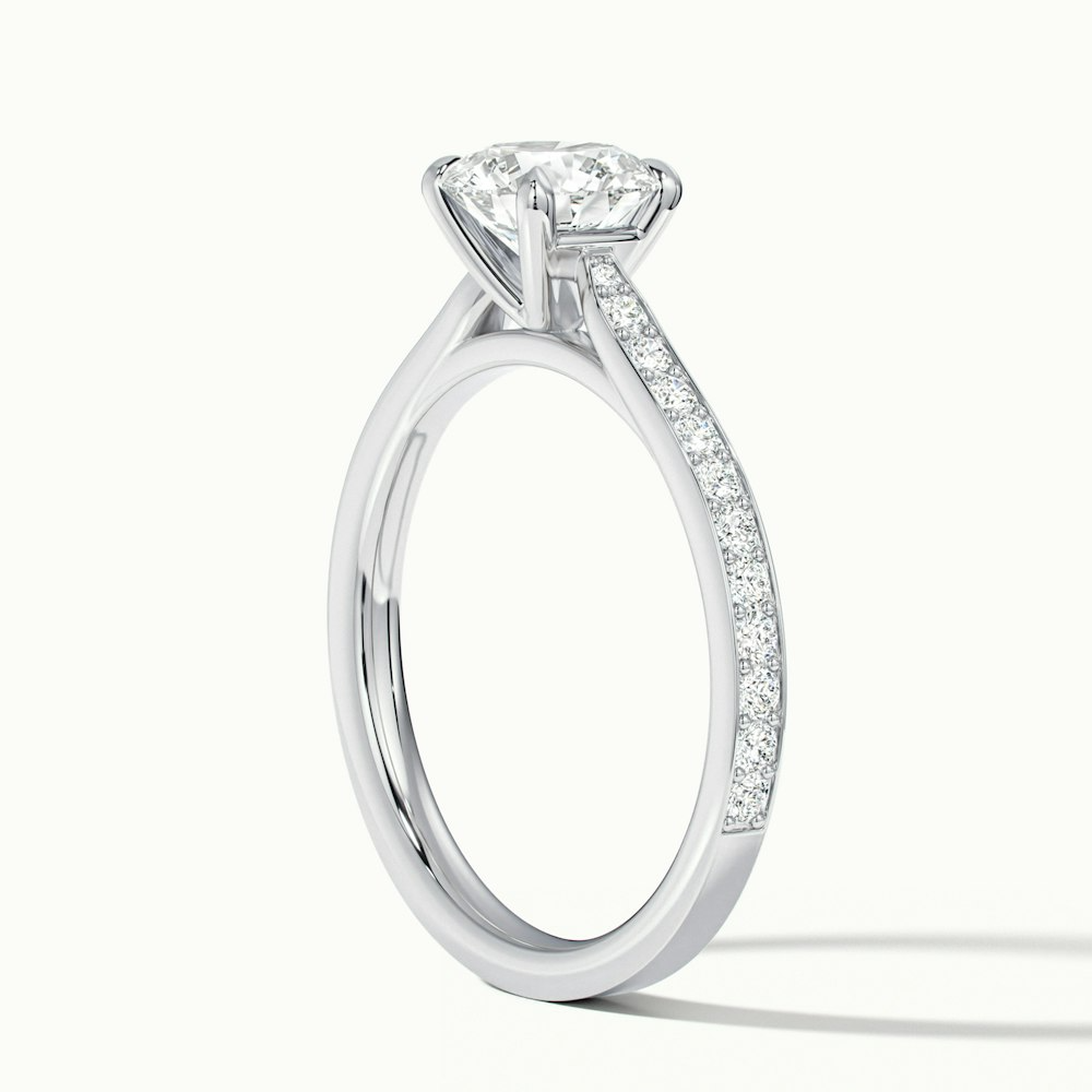 Callie 5 Carat Round Solitaire Pave Lab Grown Engagement Ring in 18k White Gold