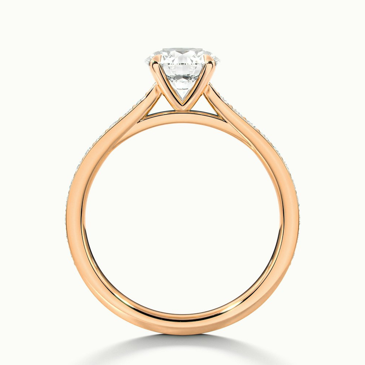 Betti 3 Carat Round Solitaire Pave Moissanite Diamond Ring in 18k Rose Gold